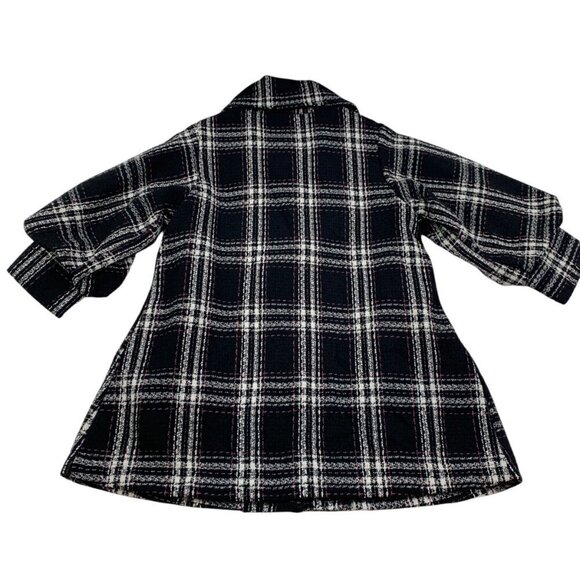 Hazel Retro Vibes Plaid 3/4 Puff/Balloon Sleeve Swing Coat Women's Size Medium - Picture 4 of 10